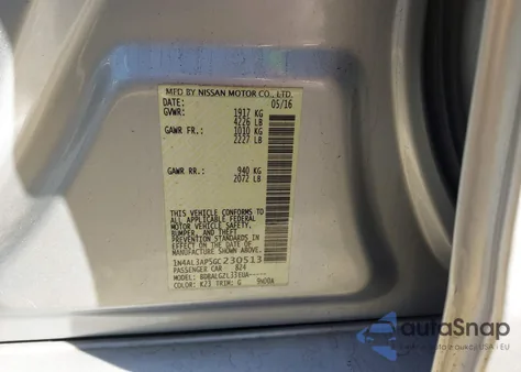 2016 Nissan Altima 2.5/2.5 S/2.5 Sl/2.5 Sr/2.5 Sv z USA, uszkodzony, nr VIN 1N4AL3AP5GC230513